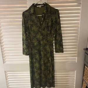 Diane Von Furstenberg Olive Leaf Print Dress